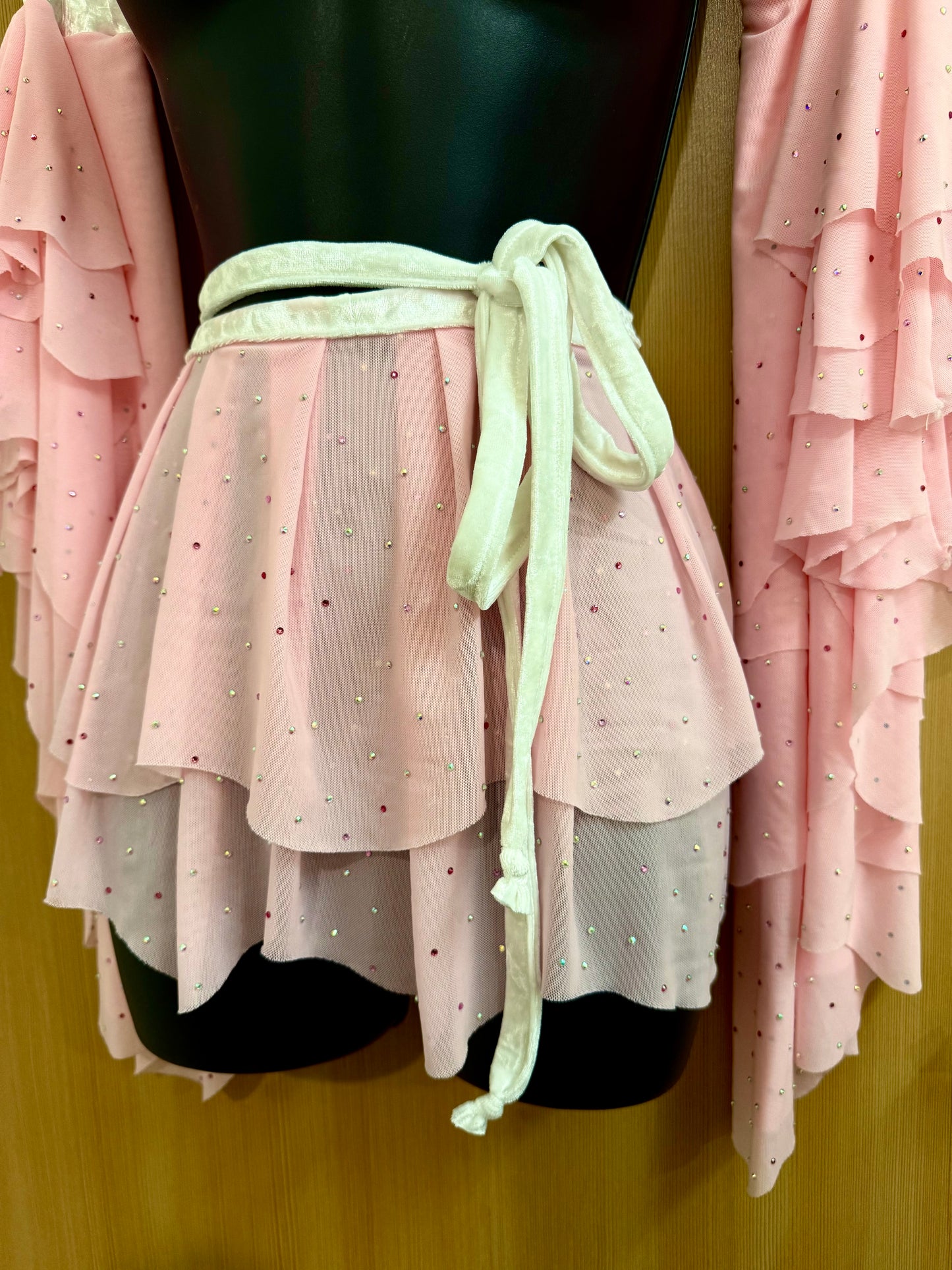 Pink Rhinestone Wrap Skirt/Sleeve Set (S-L)