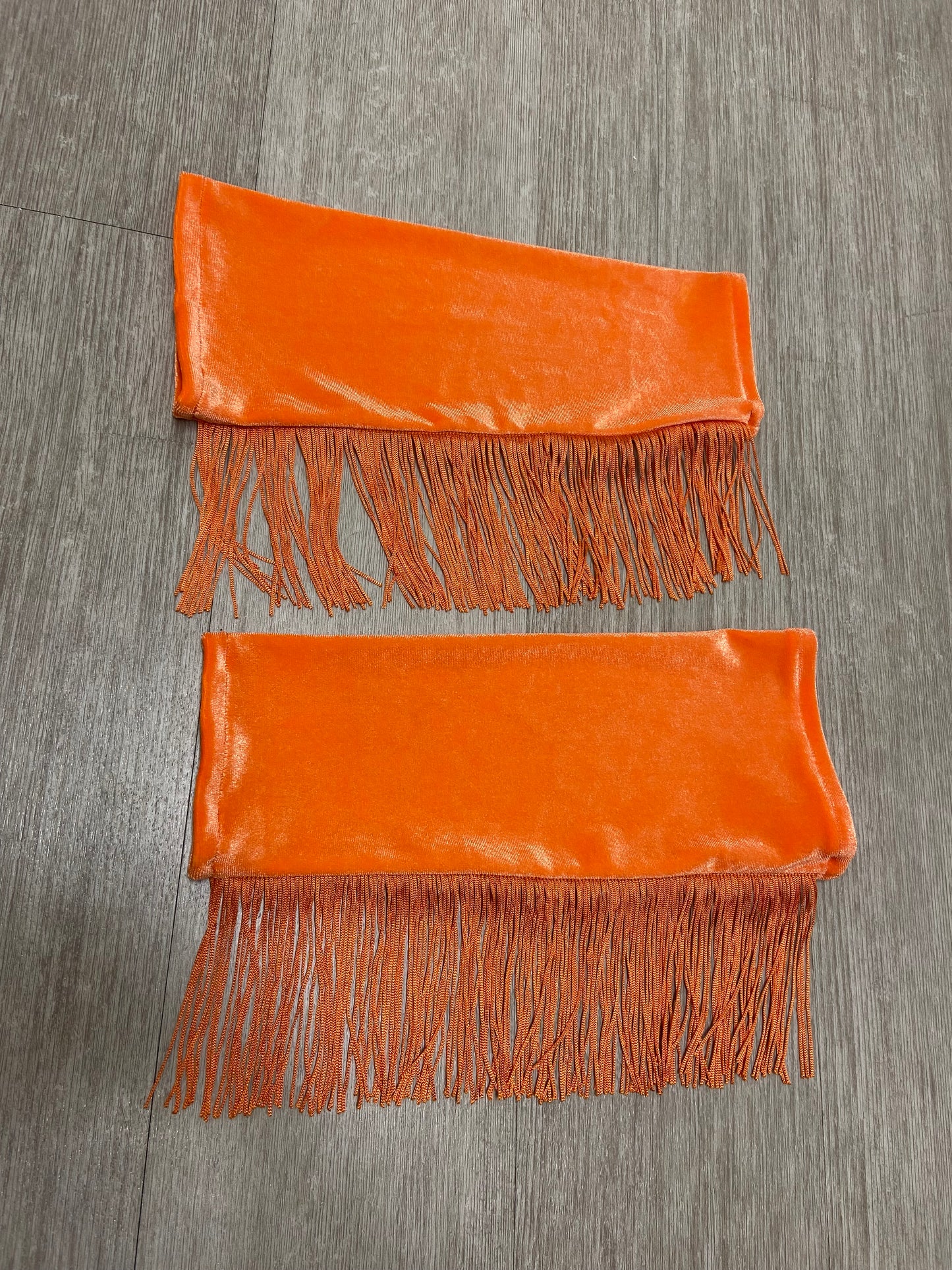 Orange Velvet Fringe Sleeves (1X/2X, RTS)