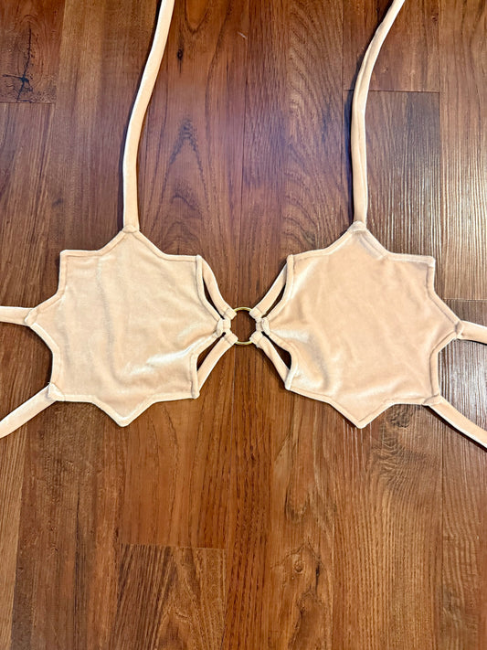 Tan Velvet Sunburst Top (Closet Sale)