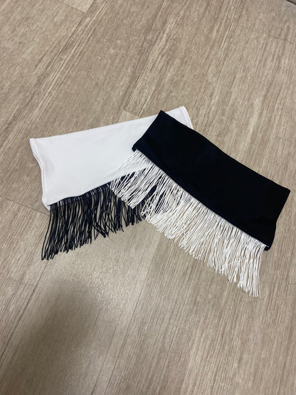 Black and White Fringe Sleeves (1X/2X, RTS)