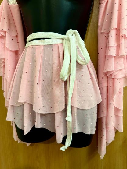 Pink Rhinestone Wrap Skirt/Sleeve Set (S-L)