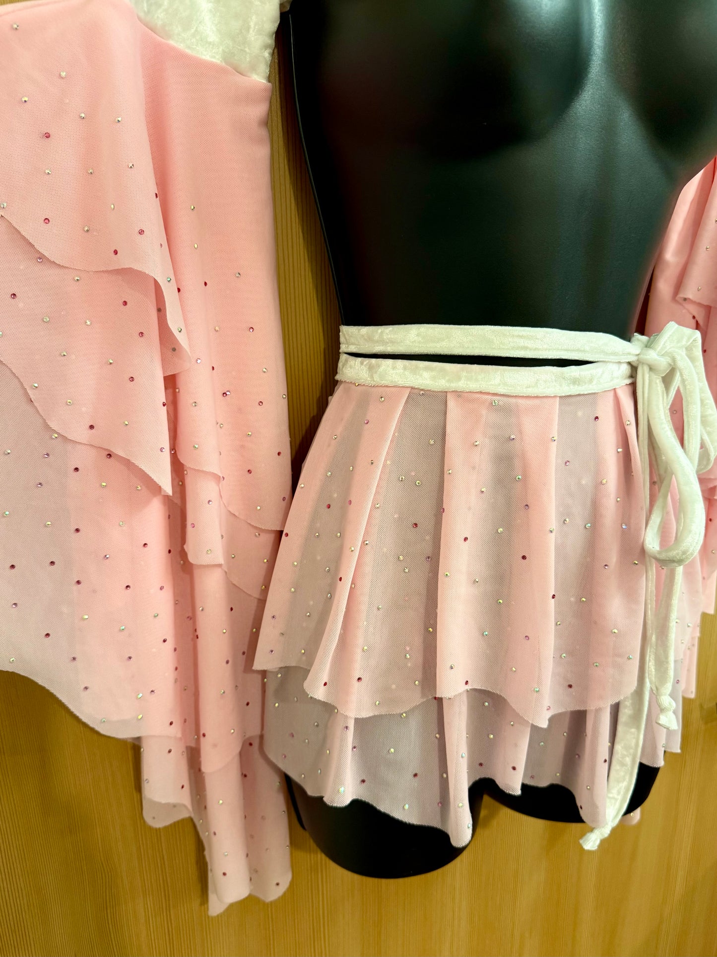 Pink Rhinestone Wrap Skirt/Sleeve Set (S-L)