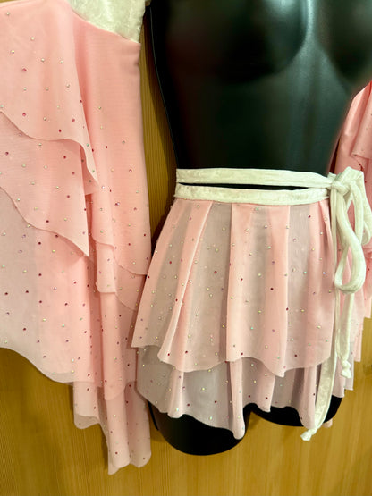 Pink Rhinestone Wrap Skirt/Sleeve Set (S-L)